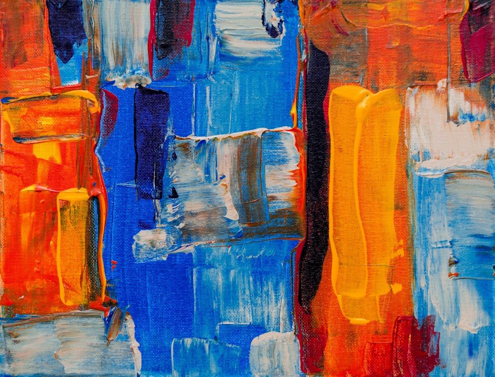 Finished warm-toned abstract acrylic canvas painting